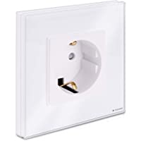 Navaris Enchufe con marco de cristal - Enchufe Schuko tipo F para empotrar - Placa de vidrio empotrable en pared con…